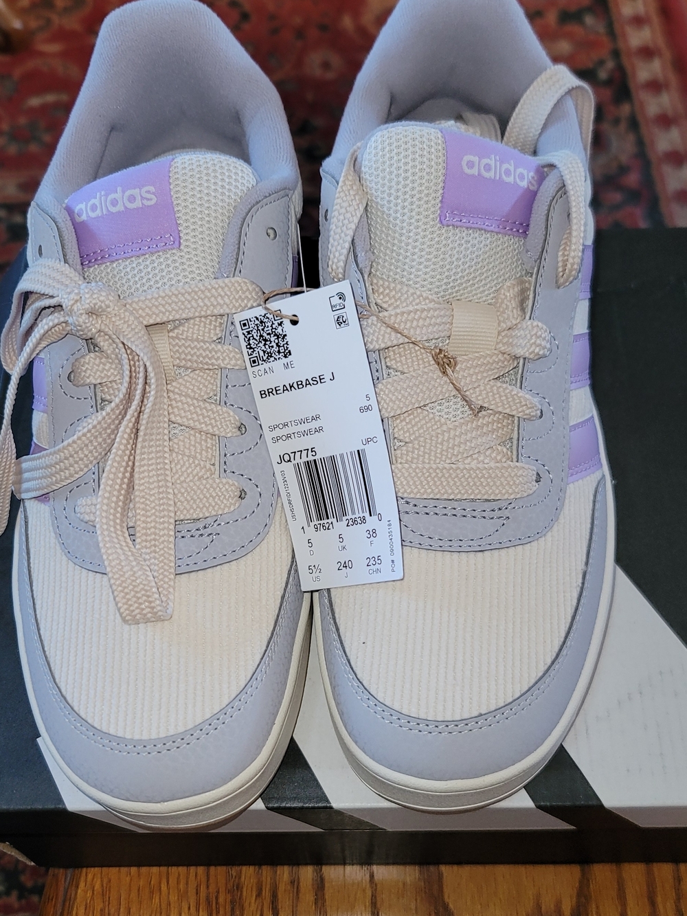 adidas Women's Lavender and Cream Retro Casual Sneakers - Picture 2 of 9